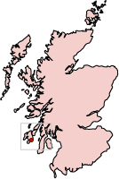 Laphroaig marked on a Scotland map