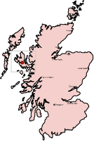 Talisker marked on a Scotland map